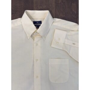 Dockers Mens Collar Cream White Dress Shirt Size 16-16.5/L Long Sleeve Button Up